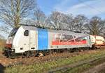 Hier die Werbelok DB Cargo be mit Werbung für einen Job als Lokführer,  die mir heute als Umleiter bei Boisheim vor die Linse fuhr.