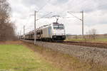 186 429-7 Railpool GmbH wohl für die HSL Logistik GmbH im Einsatz mit einem Lexus/Toyota Autotransportzug in Nennhausen und fuhr weiter in Richtung Wustermark.