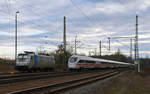 Während 186 430 der Railpool in Muldenstein auf neue Aufgaben wartete, waren zwei ICE-T der BR 411 am 05.03.17 unterwegs Richtung Berlin.