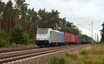 Am Morgen des 07.09.19 führte 186 429 für ihren Mieter Metrans einen Containerzug durch Marxdorf Richtung Dresden.