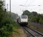186 531-0 fährt jetzt für Crossrail  kommt aus Richtung Aachen-West mit drei Silowagenzug aus Antwerpen-Noord(B) nach Buna-Werke(D)  und fährt durch Kohlscheid in Richtung