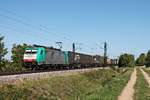 Am Vormittag des 12.09.2018 fuhr ATLU/XRAIL 186 209 mit dem  GTS -Containerzug (Zeebrugge - Piacenza) bei Hügelheim über die KBS 703 durchs Markgräflerland in Richtung Basel.