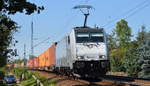METRANS Rail s.r.o., Praha [CZ] mit der Railpool Lok  186 432-1 [NVR-Nummer: 91 80 6186 432-1 D-Rpool] und Containerzug am 15.09.20 Dresden-Stetzsch Richtung Tschechien.