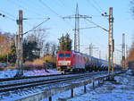 Die Elektrolokomotive E 186 336-4 war Mitte Februar 2021 mit einem Güterzug in Lintorf zu sehen.