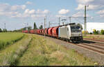 Kalizug mit 186 145-9 unterwegs in Niemberg Richtung Halle (Saale).

🧰 Railpool GmbH, vermietet an DB Cargo
🕓 2.6.2022 | 16:55 Uhr