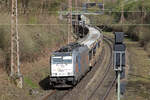 Rpool 186 299-4 in Diensten von HSL auf der Hamm-Osterfelder Strecke in Recklinghausen 14.4.2023