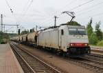 Am 2.Juni 2013 durchfuhr LTE E186 237 mit einem Getreidezug den Bahnhof Marienborn in Richtung Magdeburg.