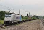 Am 9.Juni 2013 war Metrans E186 291 in Elze(Han) mit einem schwach ausgelasteten Containerzug auf dem Weg Richtung Hannover.