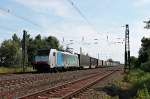 Am 06.06.2014 fuhr Railpool/BLS Cargo 186 104 mit einem Containerzug durch den Bahnhof und die Bahnanlagen von Orschweier gen Offenburg durch.