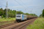 186 143 von Railpool bespannte am 28.05.2015 einen Kesselzug aus Schwedt, welcher mir im Bahnhof Biesenthal begegnete.