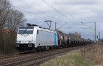 186 434 Railpool mit Kesselwagenzug am 22.03.2016 in Vöhrum bei Hannover.