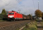 186 328-1 kam am 10.10.2014 mit einem gemischtem Güterzug in Fahrtrichtung Süden durch Ludwigsau-Friedlos.