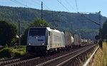 186 437 der Metrans zog am Morgen des 16.06.16 einen Containerzug durch Stadt Wehlen Richtung Dresden.