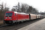 187 126-8 ist mit einen gemischten Güterzug auf den Weg nach Hamburg. Tostedt, den 29.03.2018