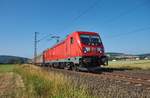 187 140 ist am 20.06.2018 mit einen gemischten Güterzug bei Reilos in Richtung Bebra unterwegs.