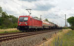 Mit einem gemischten Güterzug rollte 187 162 am 20.06.19 durch Greppin Richtung Dessau.