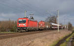 187 103 führte am 04.02.20 einen gemischten Güterzug durch Jeßnitz Richtung Bitterfeld.