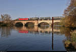 Kesselzug mit einer 187 überquert die Saale in Halle-Wörmlitz Richtung Angersdorf an diesem schönen Herbstnachmittag.