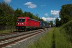 DB Cargo Bombardier Traxx 187 180-5 mit DSV KLV in Hanau Rauschwald am 29.05.21