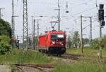 DB 187 181 Lz durch Anklam am 10.06.2021 - ich stehe neben dem Gleis im Anschluss Hafenstrasse / Parkfläche