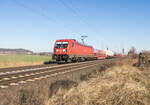 187 122-8 bei Friedland am 09.03.2022 mit einem Mischer.