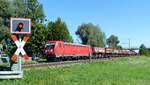 DB Cargo 187 158 TRAXX AC3( 9180 6187 158-1 D-DB ) mit einem gemischten Güterzug bei Moosburg an der Isar am 9.9.2023