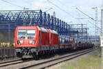 DBC 187 129 mit 187 127 am BÜ km 10,832 Lintorfer Landweg in Duisburg 29.3.2026