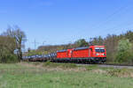 187 127-6 und 187 128-4 (DB Cargo) mit einem Coilzug in Ratingen Lintorf, 7. April 2026