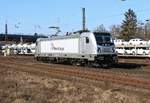 RheinCargo 187 077-3 (NVR: 91 80 6187 077-3 D-RHC) ist am 15.02.2017 LZ im Rbf Seelze unterwegs...