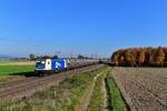 187 322 mit einem Silozug am 13.10.2018 bei Stephansposching. 