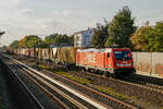 WLE 82 mit Containerzug in Hamburg Hausbruch, am 20.09.2018.