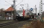 Zug 95526 HSL Rostock -> Anklam mit 187 086 EP Cargo am 20.01.2020 bei der Einfahrt in Anklam ber die Peeneklappbrcke  (Pkb).