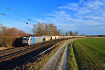 187 341 mit einem Getreidezug am 01.03.2020 bei Langenisarhofen.