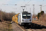 Rpool 187 311-6 mit einem Wiebe Bauzug in Banteln 24.3.2020