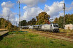 RheinCargo Einfahrt Bf Miltzow zur Kreuzung mit ITL am 09.10.2022.