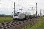 187 505 der akiem führte am 19.04.23 den Captrain-Stahlzug aus Zeithain durch Wittenberg-Labetz Richtung Dessau.