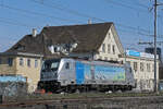Lok 187 005-4 wird am 03.03.2026 in der Abstellanlage beim Bahnhof Pratteln abgestellt.