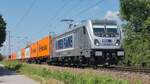 METRANS 187 509-5 mit einem Containerzug in Freilassing, am 24. Juni 2026.
