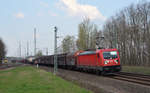 Am 06.04.19 rollte 187 138 mit einem gemischten Güterzug durch Muldenstein..
