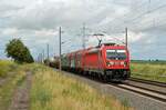 Am 30.06.21 führte 187 188 einen gemischten Güterzug durch Braschwitz Richtung Halle(S).
