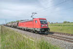 187 177-1 ist mit einen gemischten Güterzug bei Braschwitz am 01.06.2021 unterwegs.