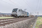 187 304-1 ist solo bei Herleshausen am 12.01.2022 unterwegs.