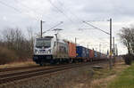 Am 05.02.22 führte 187 512 der Metrans den Containerzug von Leipzig-Wahren nach Hamburg durch Greppin Richtung Dessau.