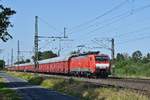 DB Cargo 189 081 mit Autotransportzug GA 48576 Bremen-Seebaldsbrck - Zeebrugge Ramskapelle setzt seine Fahrt nach einer berholung fort (Diepholz, 29.06.18).