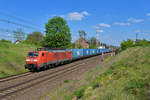 189 019 mit einem Containerzug am 10.05.2016 bei Kunowice. 