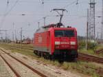 Die 189 099-5 rollt zum Feierabend ins Kombiwerk Rostock-Seehafen.Aufgenommen am 20.06.07 in Hhe Haltepunkt Rostock Toitenwinkel