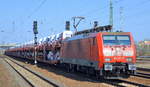 DB Cargo Deutschland AG   189 057-3  [NVR-Number: 91 80 6189 057-3 D-DB] und PKW-Transportzug am 04.04.19 Bf. Flughafen Berlin-Schönefeld.