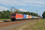 189 019 führte am 29.09.20 einen Containerzug durch Jütrichau Richtung Magdeburg.