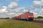 189 008 rollte mit einem gemischten Güterzug am 07.07.21 durch Gräfenhainichen Richtung Bitterfeld.