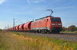 189 008 führte am 05.10.22 einen Kalizug durch Braschwitz Richtung Köthen.